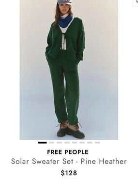 Free People Straight-Leg Knit set- Pine Green